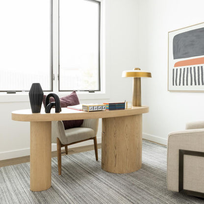 Alder & Tweed - Rory Solid Oak with Raw Finish Cylinder Base with Curved Design 64in Desk - AT106-RWO veiw 10