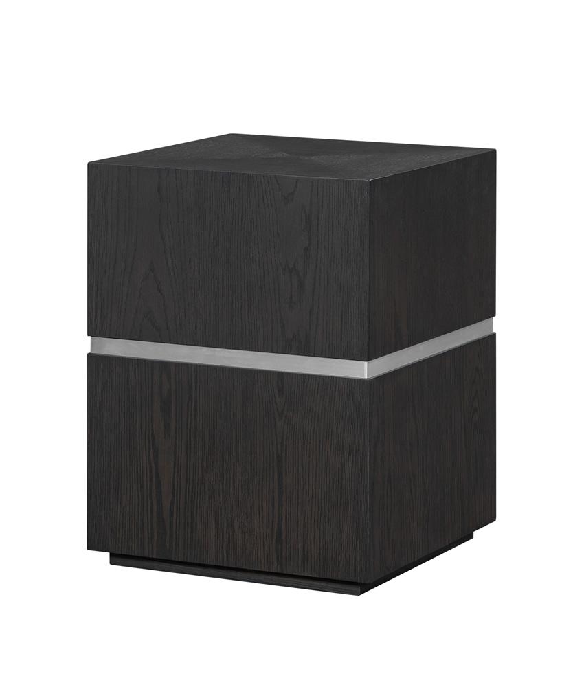 Alder & Tweed - Sander Brown Oak Veneer & Metal Band, Modern Industrial Design 18in Square End Table  - AT9270-DKC veiw 1