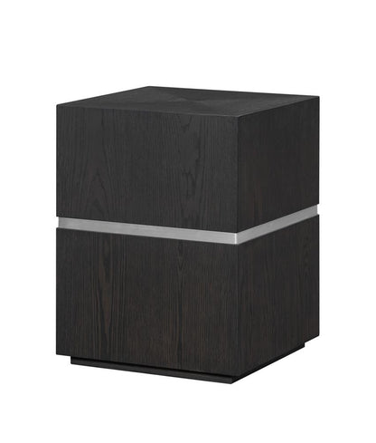 Alder & Tweed - Sander Brown Oak Veneer & Metal Band, Modern Industrial Design 18in Square End Table  - AT9270-DKC veiw 1