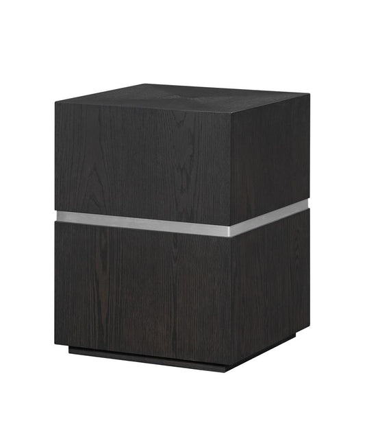 Alder & Tweed - Sander Brown Oak Veneer & Metal Band, Modern Industrial Design 18in Square End Table  - AT9270-DKC veiw 1
