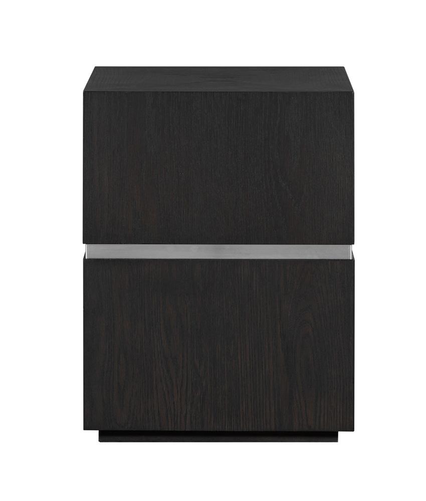 Alder & Tweed - Sander Brown Oak Veneer & Metal Band, Modern Industrial Design 18in Square End Table  - AT9270-DKC veiw 2