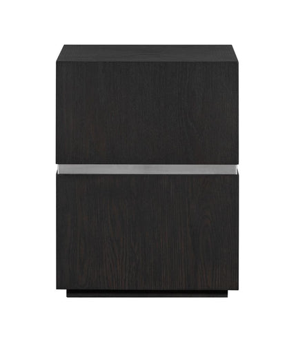 Alder & Tweed - Sander Brown Oak Veneer & Metal Band, Modern Industrial Design 18in Square End Table  - AT9270-DKC veiw 2