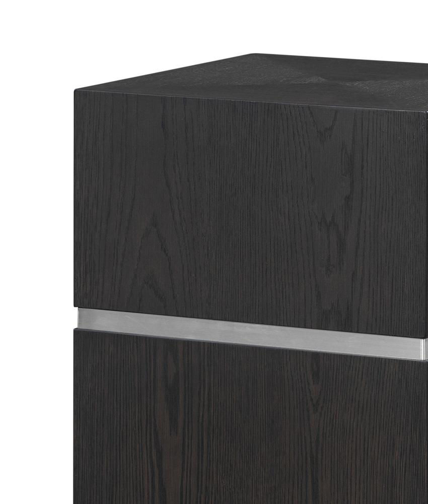 Alder & Tweed - Sander Brown Oak Veneer & Metal Band, Modern Industrial Design 18in Square End Table  - AT9270-DKC veiw 3