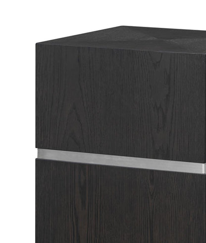 Alder & Tweed - Sander Brown Oak Veneer & Metal Band, Modern Industrial Design 18in Square End Table  - AT9270-DKC veiw 3
