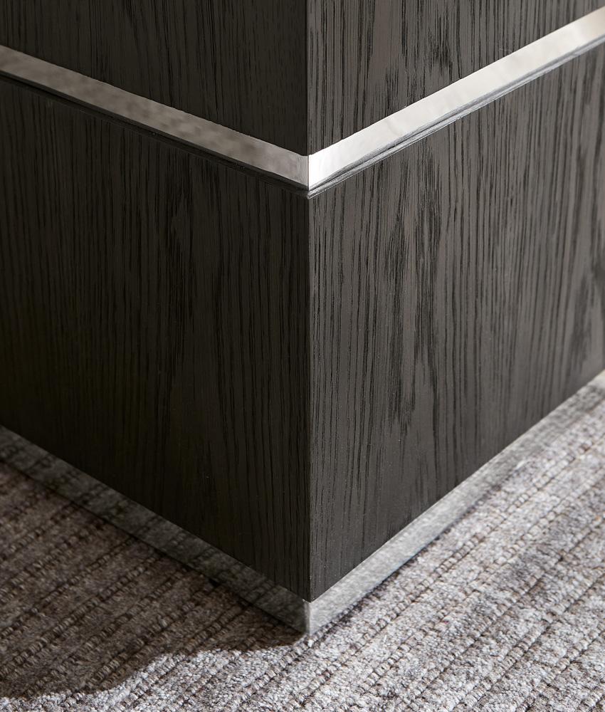 Alder & Tweed - Sander Brown Oak Veneer & Metal Band, Modern Industrial Design 18in Square End Table  - AT9270-DKC veiw 5