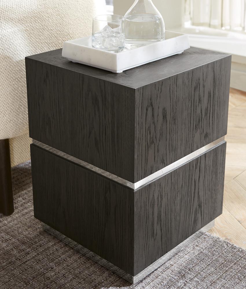 Alder & Tweed - Sander Brown Oak Veneer & Metal Band, Modern Industrial Design 18in Square End Table  - AT9270-DKC veiw 6