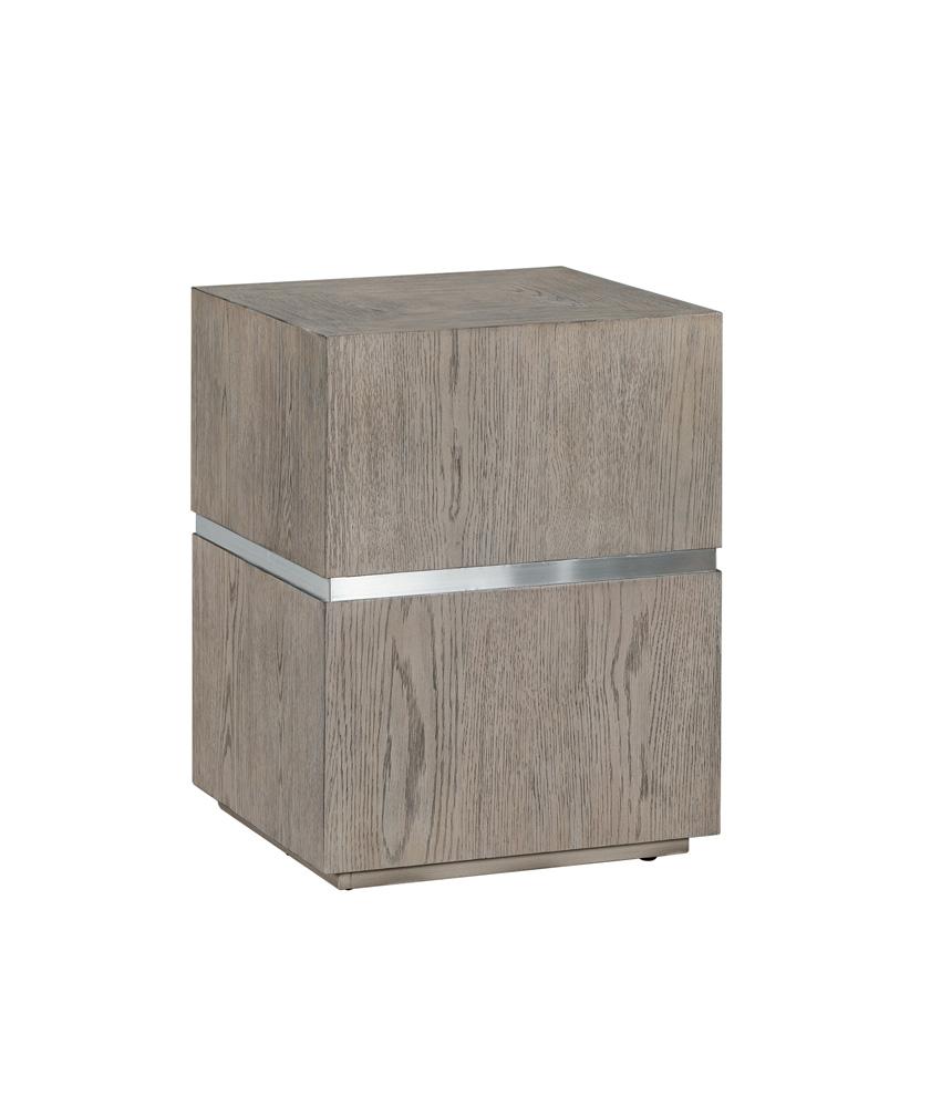 Alder & Tweed - Sander Natural Oak Veneer & Metal Band, Modern Industrial Design 17.5in Square End Table  - AT9270-DDS veiw 1