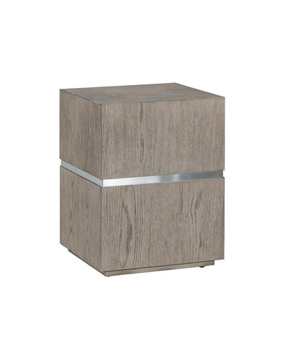 Alder & Tweed - Sander Natural Oak Veneer & Metal Band, Modern Industrial Design 17.5in Square End Table  - AT9270-DDS veiw 1