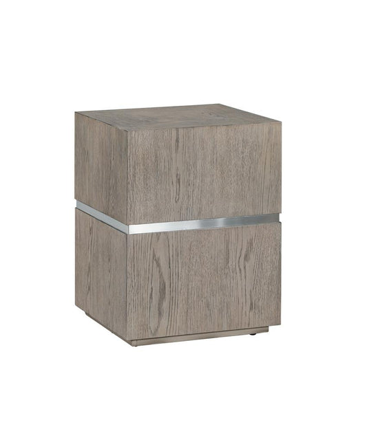 Alder & Tweed - Sander Natural Oak Veneer & Metal Band, Modern Industrial Design 17.5in Square End Table  - AT9270-DDS veiw 1