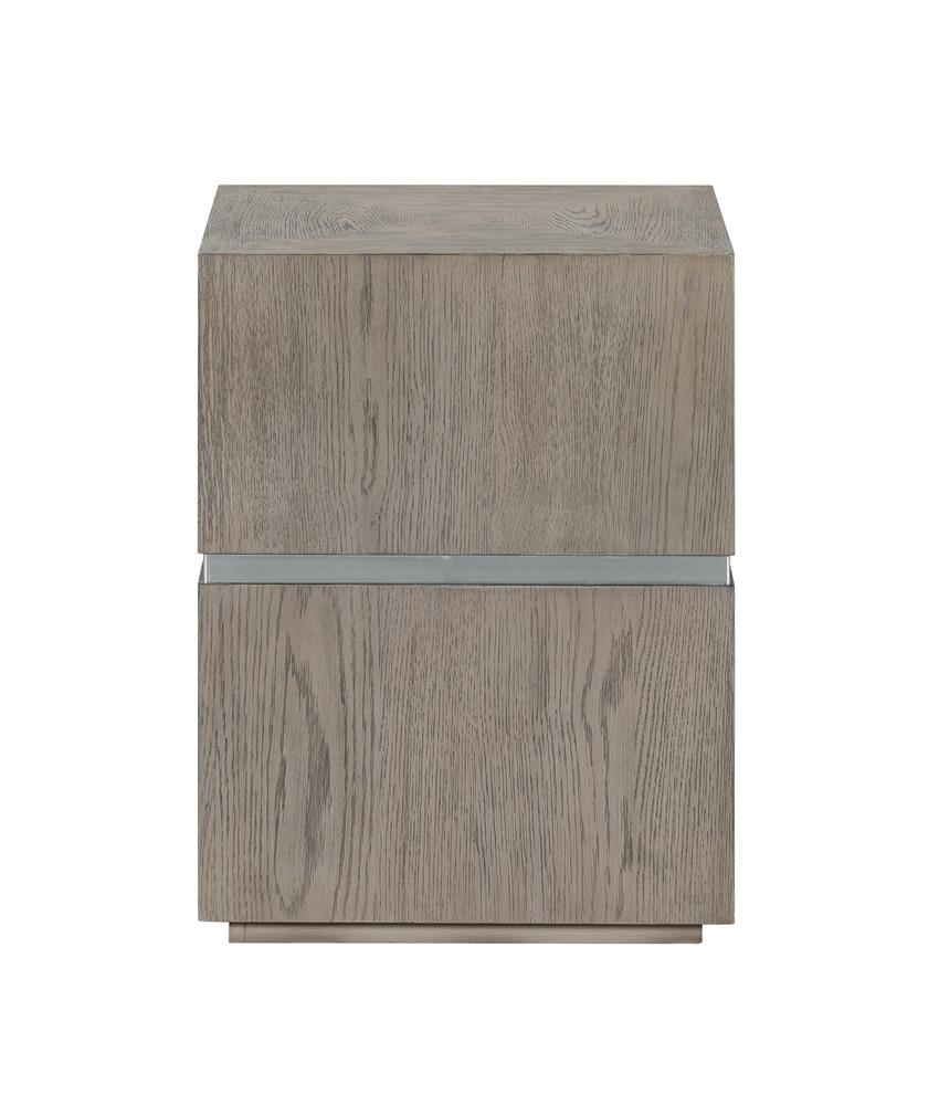 Alder & Tweed - Sander Natural Oak Veneer & Metal Band, Modern Industrial Design 17.5in Square End Table  - AT9270-DDS veiw 2