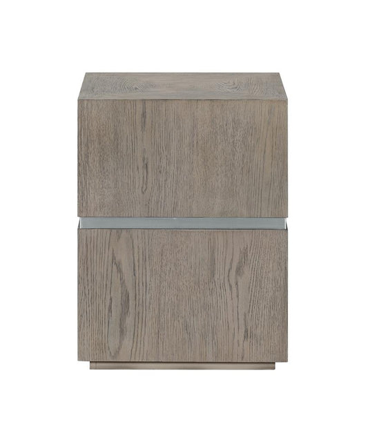 Alder & Tweed - Sander Natural Oak Veneer & Metal Band, Modern Industrial Design 17.5in Square End Table  - AT9270-DDS veiw 2
