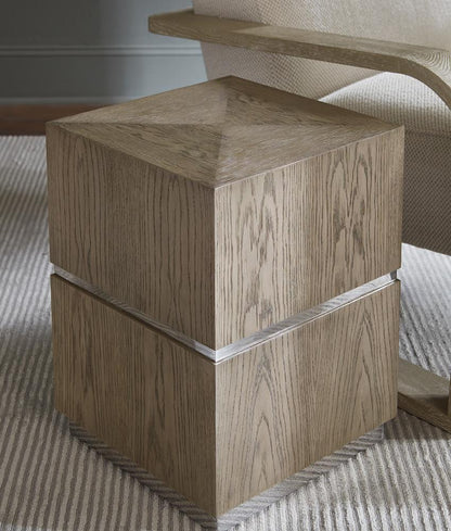 Alder & Tweed - Sander Natural Oak Veneer & Metal Band, Modern Industrial Design 17.5in Square End Table  - AT9270-DDS veiw 6