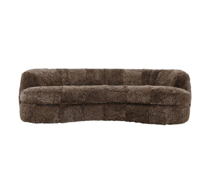 Alder & Tweed - Sennon 100% Sheepskin Plush Taupe Upholstery Single Cushion Modern Luxury Design 98in Curved Sofa - AT29901-NLT veiw 1