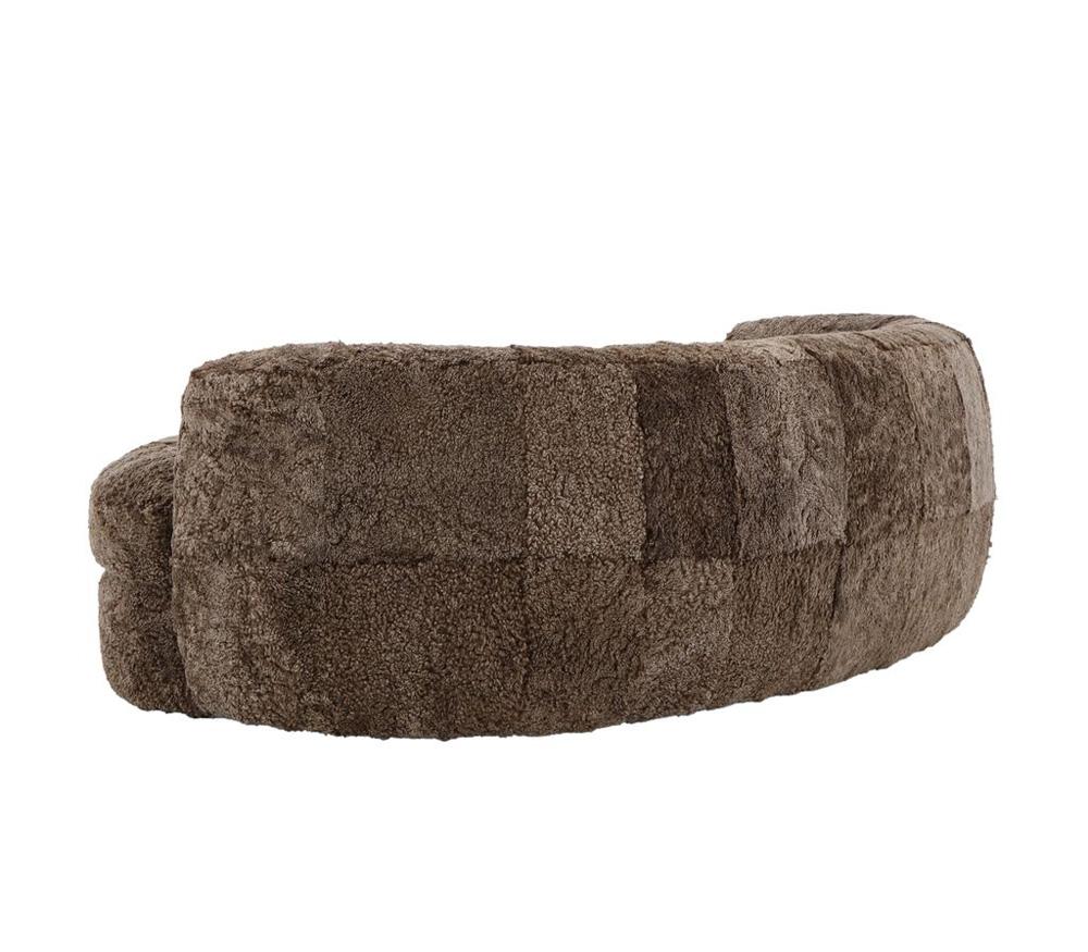 Alder & Tweed - Sennon 100% Sheepskin Plush Taupe Upholstery Single Cushion Modern Luxury Design 98in Curved Sofa - AT29901-NLT veiw 3