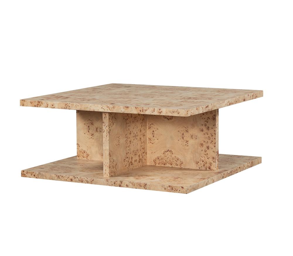 Alder & Tweed - Stowe Popular Burl Veneers, Modern Luxury Design 39.5in Square Coffee Table - AT9364-TSB veiw 1