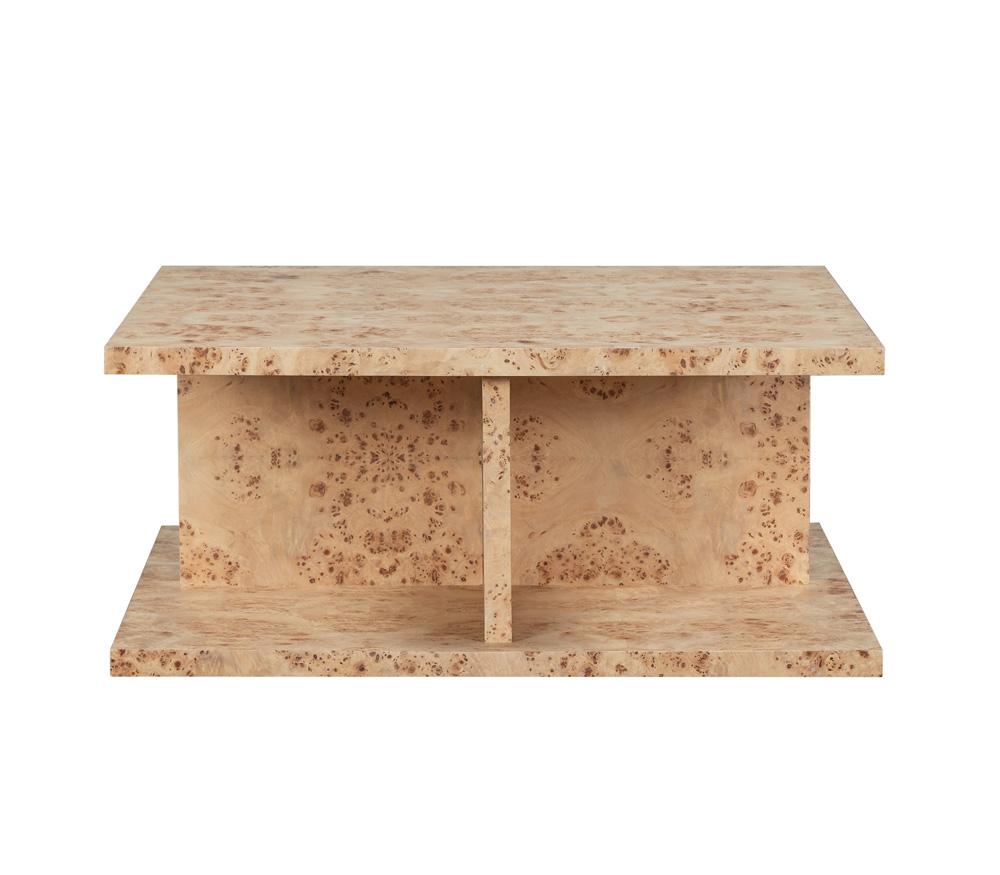 Alder & Tweed - Stowe Popular Burl Veneers, Modern Luxury Design 39.5in Square Coffee Table - AT9364-TSB veiw 2
