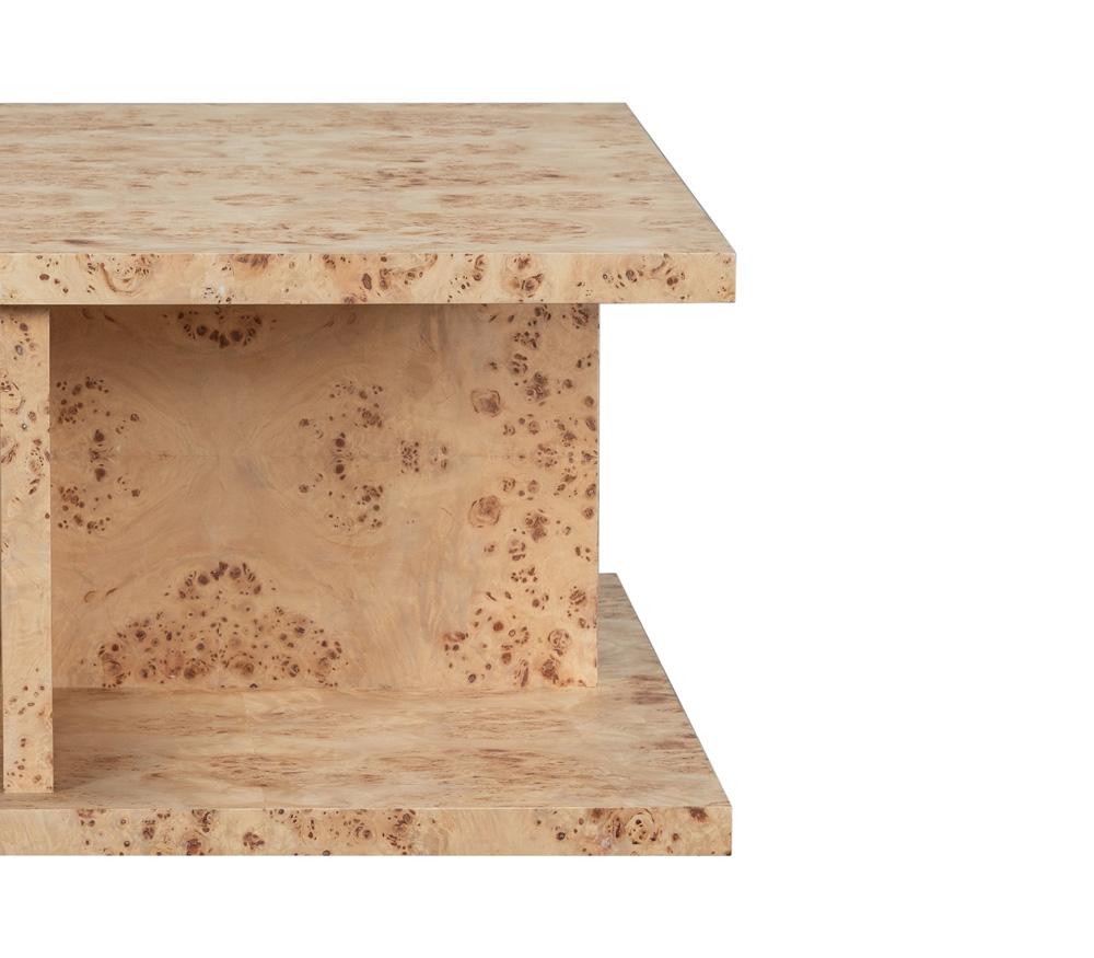 Alder & Tweed - Stowe Popular Burl Veneers, Modern Luxury Design 39.5in Square Coffee Table - AT9364-TSB veiw 4
