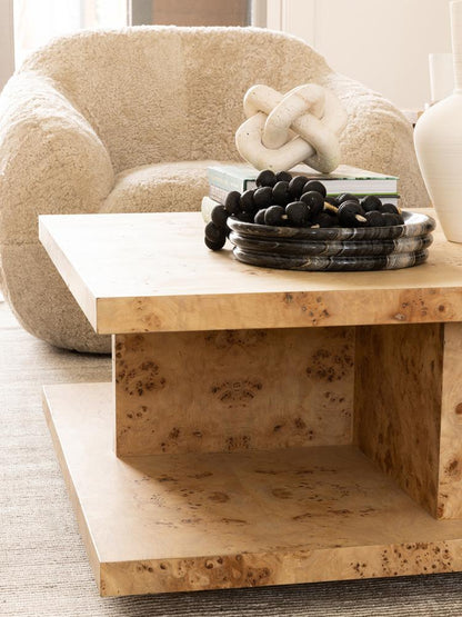Alder & Tweed - Stowe Popular Burl Veneers, Modern Luxury Design 39.5in Square Coffee Table - AT9364-TSB veiw 6