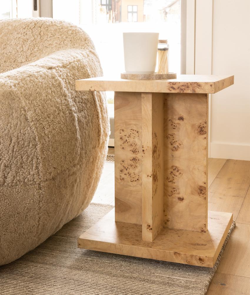 Alder & Tweed - Stowe Solid Wood with Poplar Veneer Toasted Burl Wood Finish End Table - AT9264-TSB veiw 5
