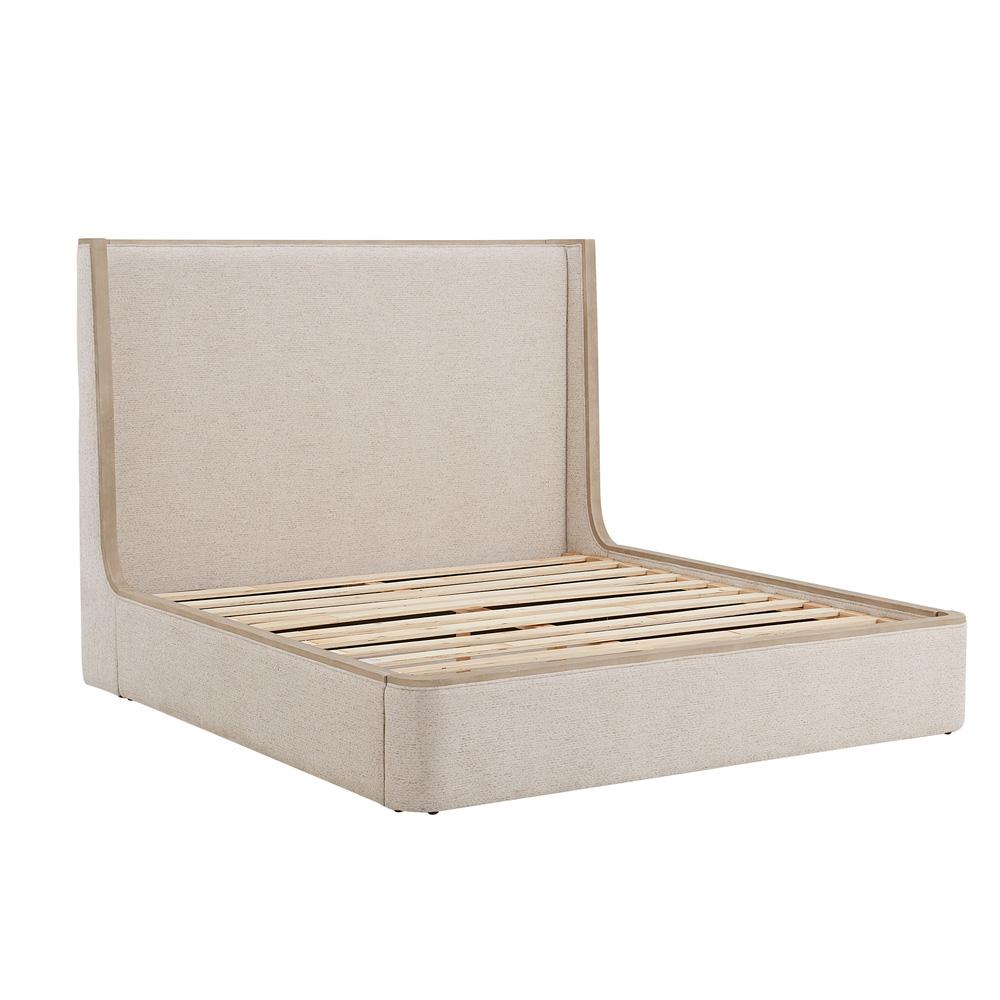 Alder & Tweed - Warner Polyester Upholstered with Solid Poplar Beige Queen Bed - AT40270Q-BBM/WDS veiw 1
