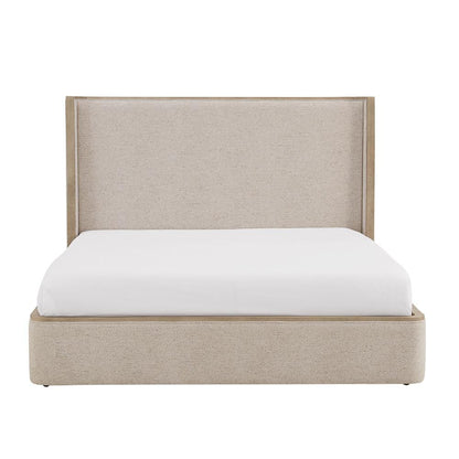 Alder & Tweed - Warner Polyester Upholstered with Solid Poplar Beige Queen Bed - AT40270Q-BBM/WDS veiw 3