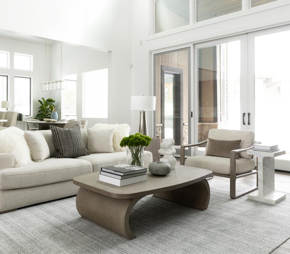 Alder & Tweed - York Solid Oak with Dusted Stone Finish 60in Grey Coffee Table - AT9371-DDS veiw 6