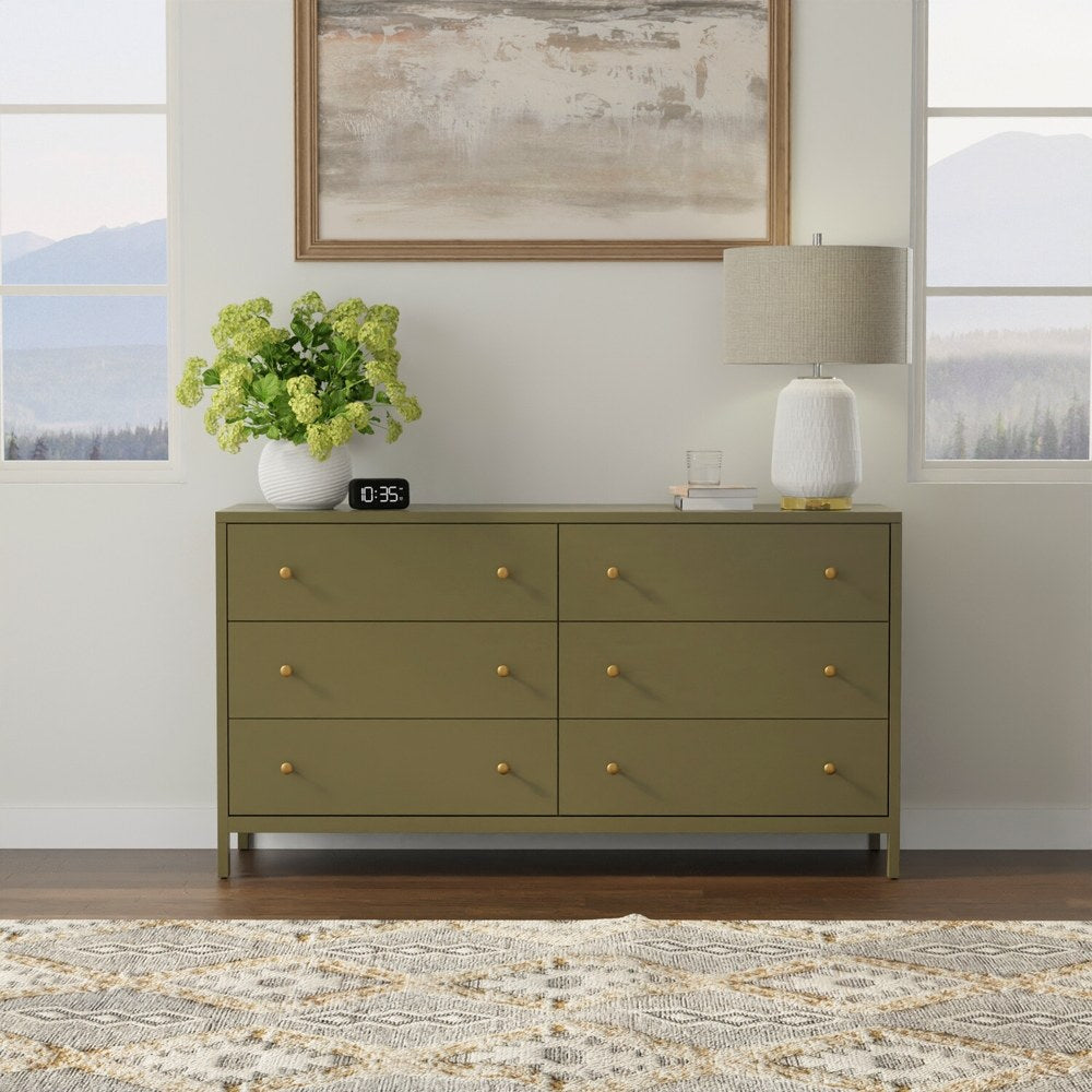 Alpine Furniture - Avery Dresser, Olive Green - 2478GRN-03 view 6