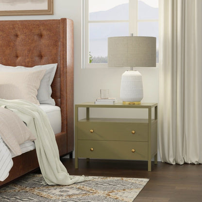Alpine Furniture - Avery Nightstand, Olive Green - 2478GRN-02 view 6