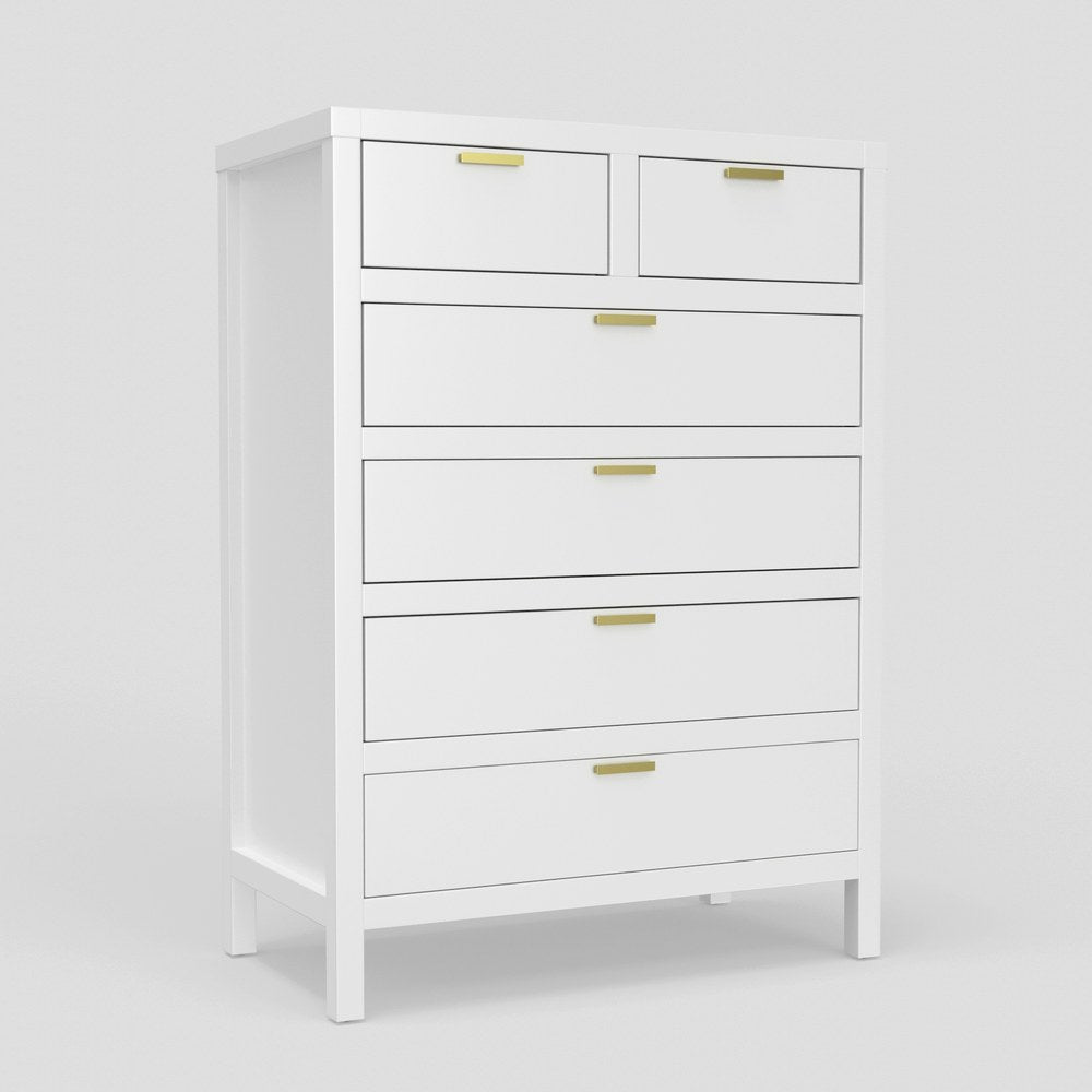Alpine Furniture - Carmel 6 Drawer Chest, White - JR-W-05 view 2