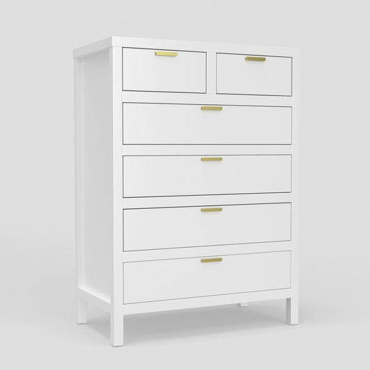 Alpine Furniture - Carmel 6 Drawer Chest, White - JR-W-05 view 2