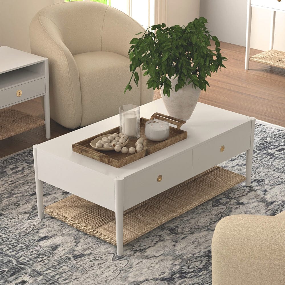 Alpine Furniture - Cleo Coffee Table, Coconut Milk - 2620WHT-61 view 6
