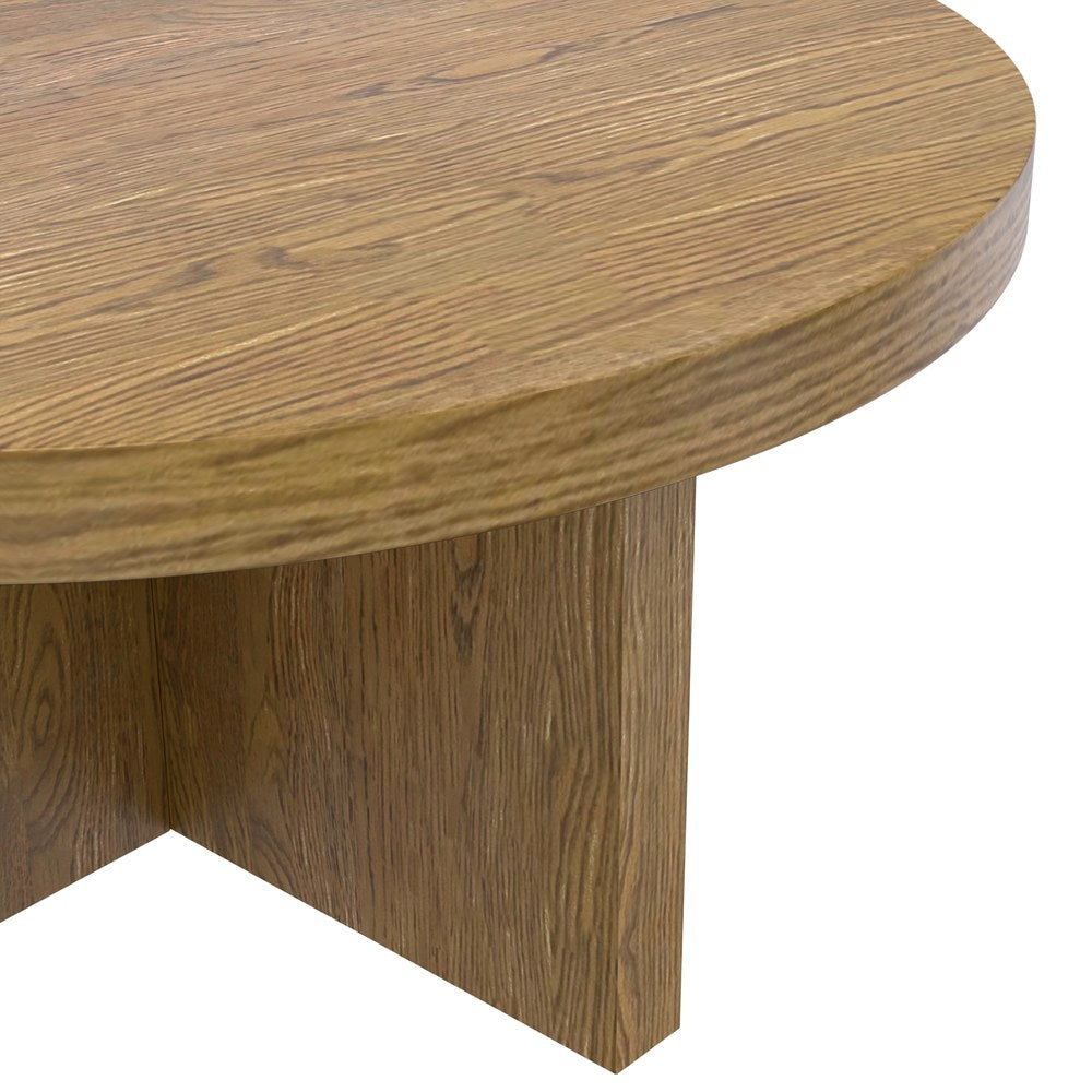 Alpine Furniture - Donte Round Coffee Table, Oak - 6798OAK-65 view 4