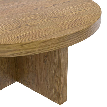 Alpine Furniture - Donte Round Coffee Table, Oak - 6798OAK-65 view 4