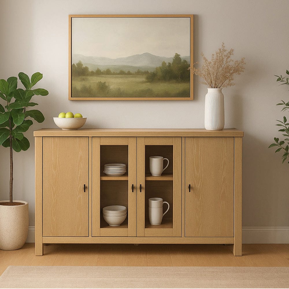Alpine Furniture - Eleanor Glass & Wood Sideboard - 3466-06 view 8