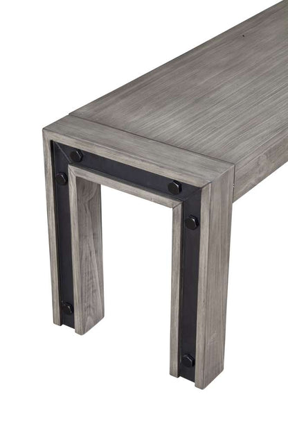Alpine Furniture - Fallon Solid Pine Dining Bench, Gray & Black - 3394-03 veiw 3