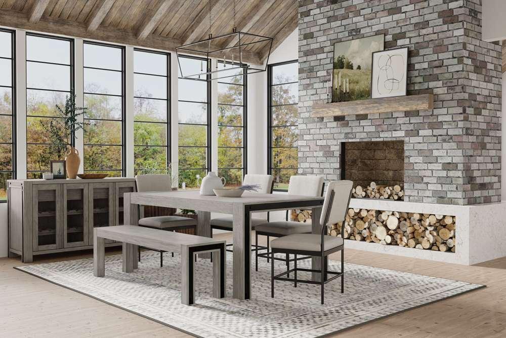Alpine Furniture - Fallon Solid Pine Dining Bench, Gray & Black - 3394-03 veiw 4