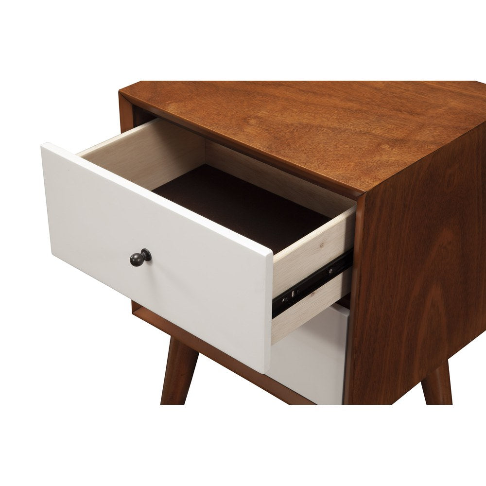 Alpine Furniture - Flynn 2 Drawer Two Tone Nightstand, Acorn/White - 999-02 view 3