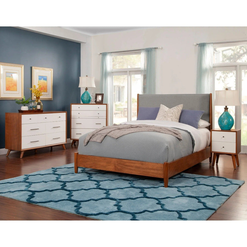 Alpine Furniture - Flynn 2 Drawer Two Tone Nightstand, Acorn/White - 999-02 view 6