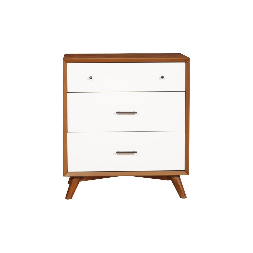 Alpine Furniture - Flynn 3 Drawer Two Tone Small Chest, Acorn/White - 999-04 view 1