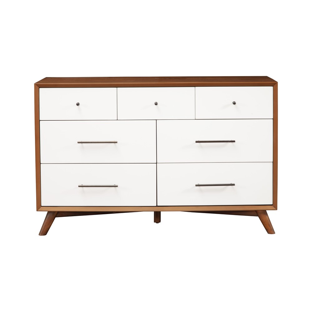 Alpine Furniture - Flynn 7 Drawer Two Tone Dresser, Acorn/White - 999-03 view 1