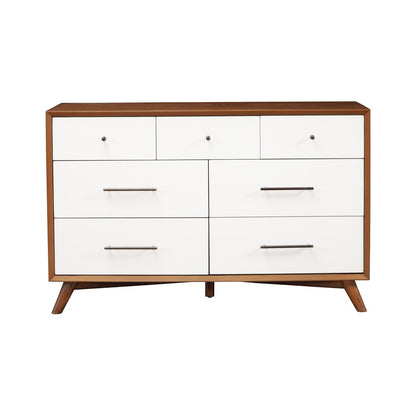 Alpine Furniture - Flynn 7 Drawer Two Tone Dresser, Acorn/White - 999-03 view 1