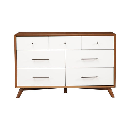 Alpine Furniture - Flynn 7 Drawer Two Tone Dresser, Acorn/White - 999-03 view 1