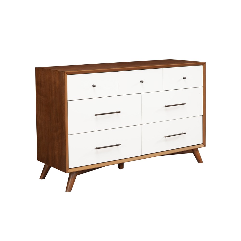 Alpine Furniture - Flynn 7 Drawer Two Tone Dresser, Acorn/White - 999-03 view 2