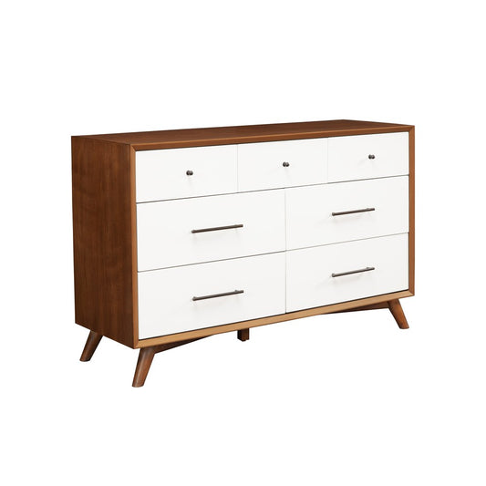 Alpine Furniture - Flynn 7 Drawer Two Tone Dresser, Acorn/White - 999-03 view 2