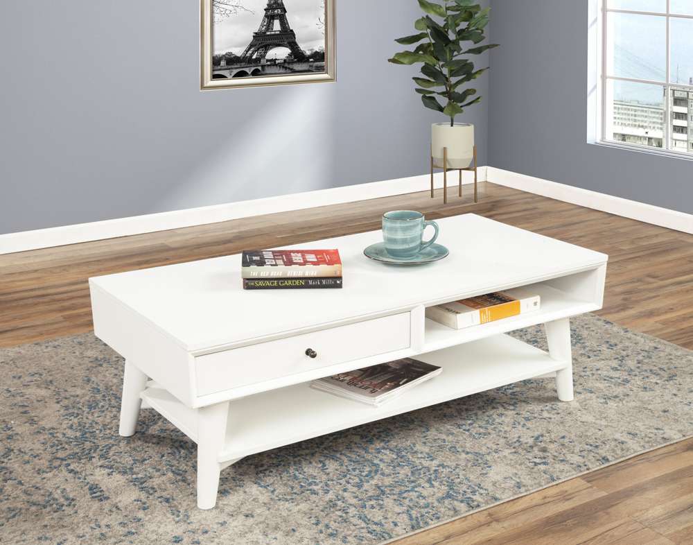 Alpine Furniture - Flynn Coffee Table, White - 966-W-61 veiw 1