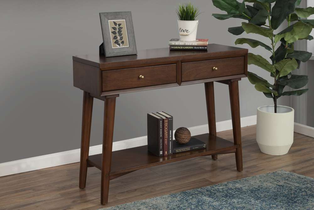 Alpine Furniture - Flynn Console Table, Walnut - 966WAL-63 veiw 1