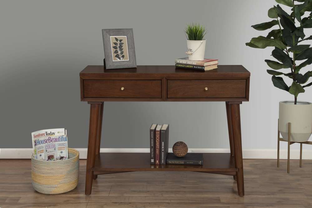 Alpine Furniture - Flynn Console Table, Walnut - 966WAL-63 veiw 2