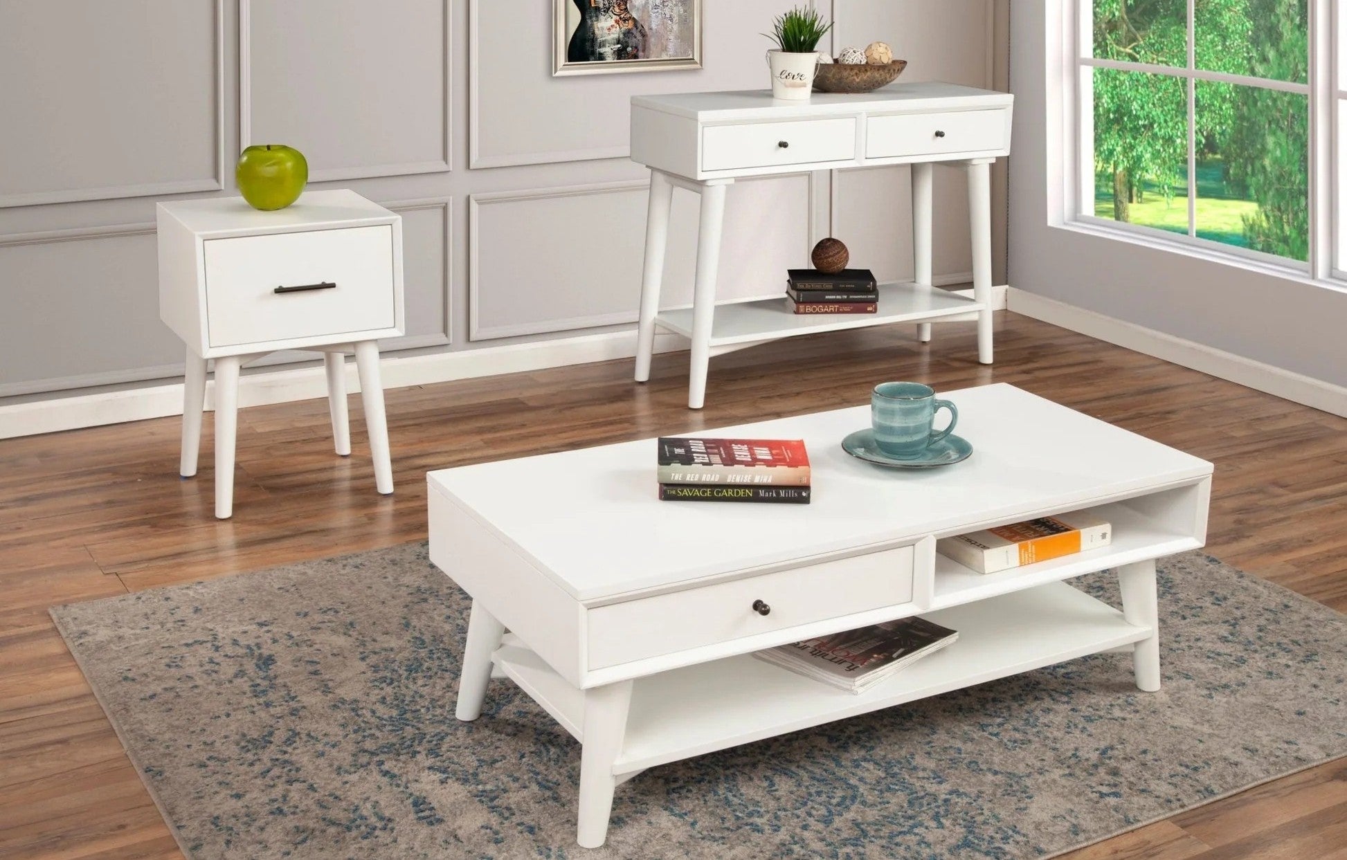 Alpine Furniture - Flynn Console Table, White - 966-W-63 view 8