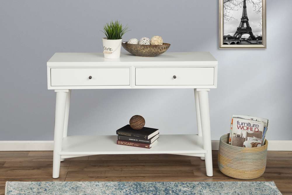 Alpine Furniture - Flynn Console Table, White - 966-W-63 veiw 1