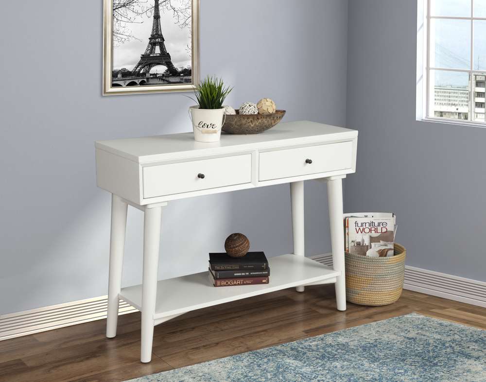 Alpine Furniture - Flynn Console Table, White - 966-W-63 veiw 2